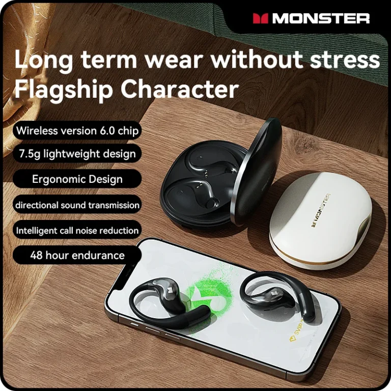Side view of Monster GT27 waterproof open ear earbuds