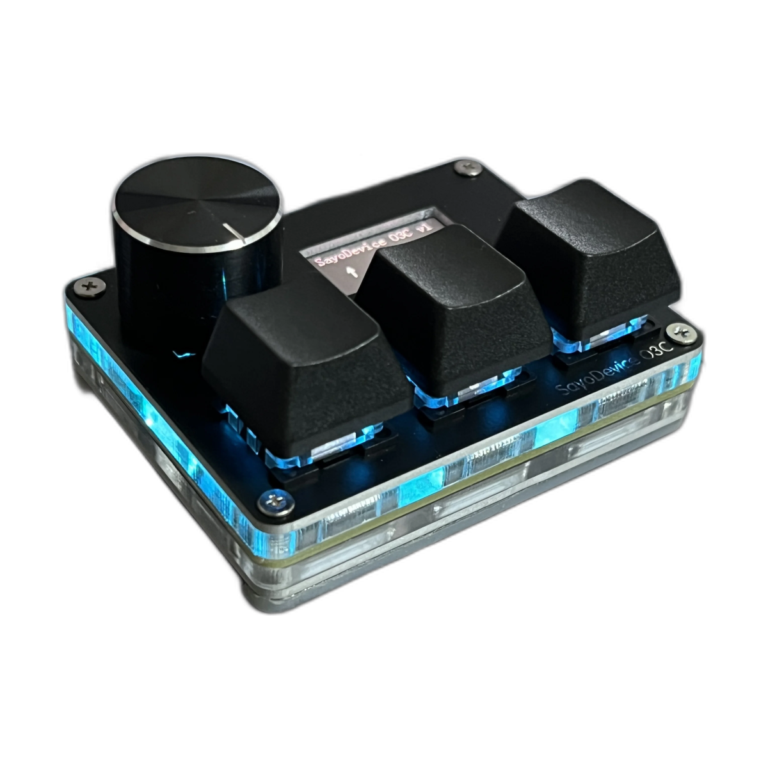 O3C Sayodevice mini mechanical keyboard with pink magnetic switches and knob