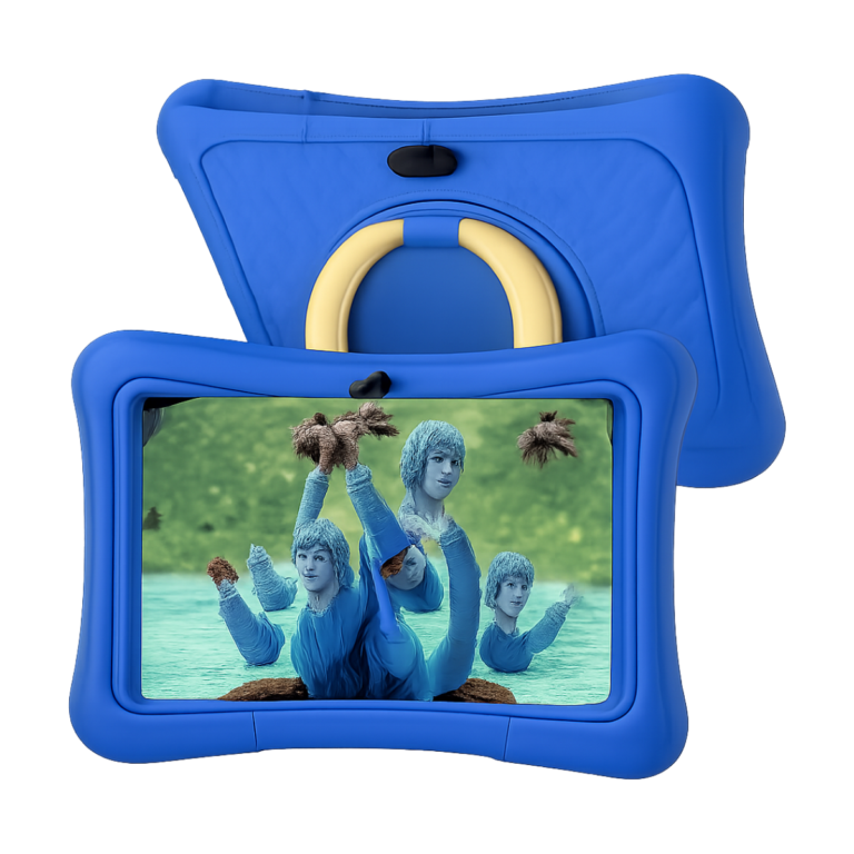 PRITOM 7 inch kids tablet with blue protective case front view