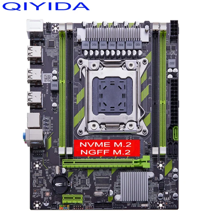 Close-up of QIYIDA X79 motherboard PCIe and PCI slots