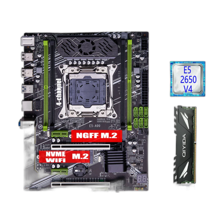 QIYIDA X99 motherboard with Intel Xeon CPU and 16GB DDR4 RAM front view