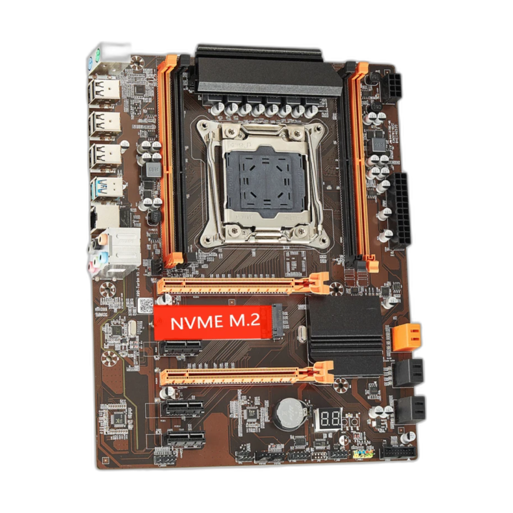 QIYIDA X99 motherboard LGA2011-3 top view showing ports and slots