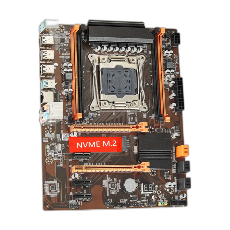 QIYIDA X99 motherboard LGA2011-3 top view showing ports and slots