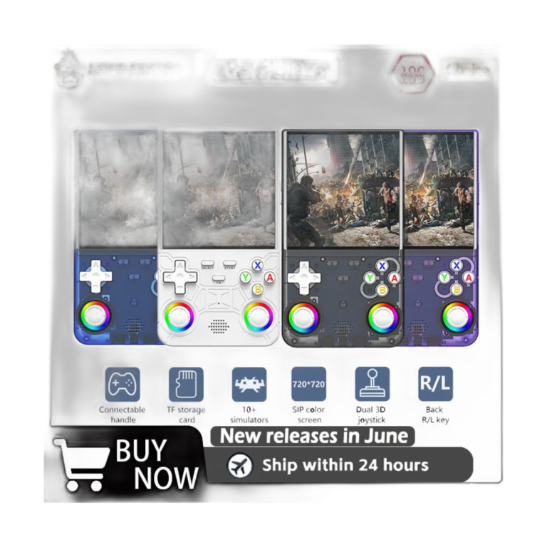 R36 Ultra 2025 handheld gaming console with 4 inch IPS screen and colorful ambient lighting