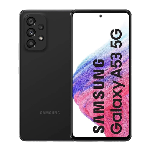 Refurbished Samsung Galaxy A53 5G front view with screen on