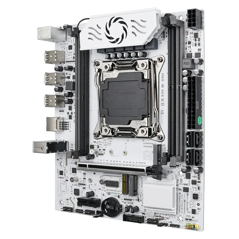 Close-up of SOYO X99 motherboard PCIe and M.2 slots