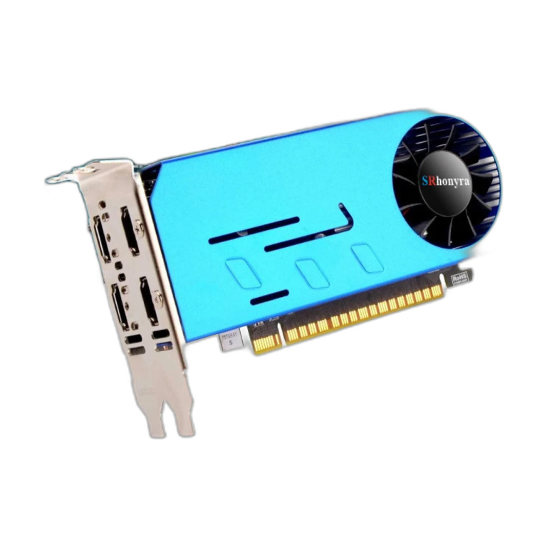 SRhonyra GT730 2GB graphics card front view with 4 HDMI ports