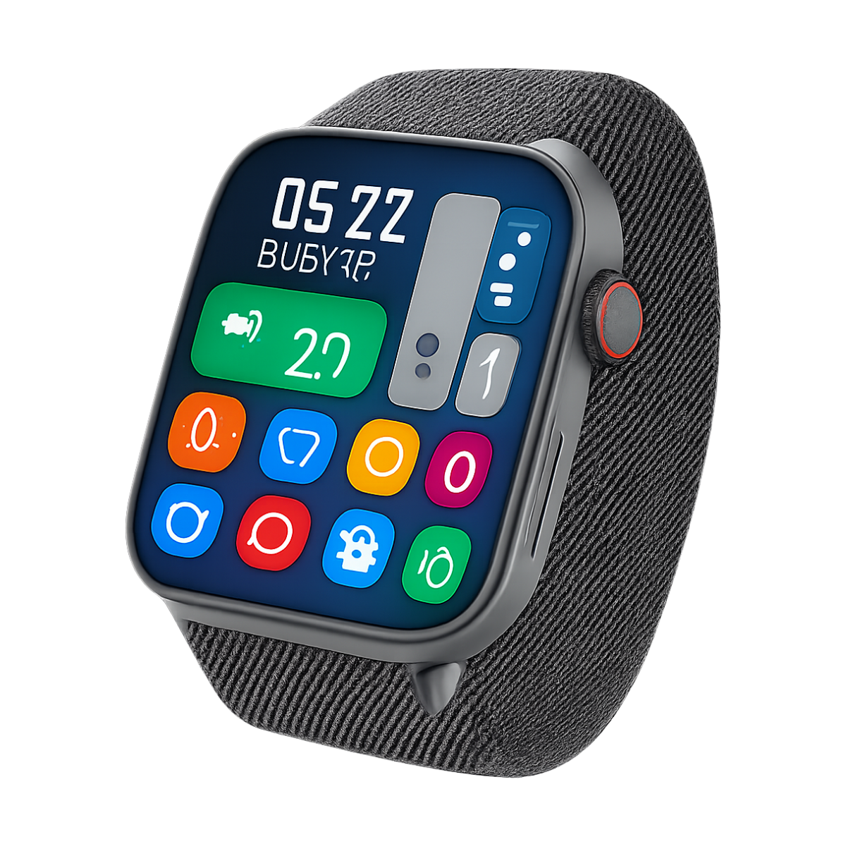 Smart Watch Men 2.01 Inch AMOLED Screen Waterproof Multiple Sport Mode Fitness HD Bluetooth Calls Smartwatch Men Women Bracelet-bg-clean Ola Esporte 2.01-inch AMOLED smartwatch front view with black silica gel band