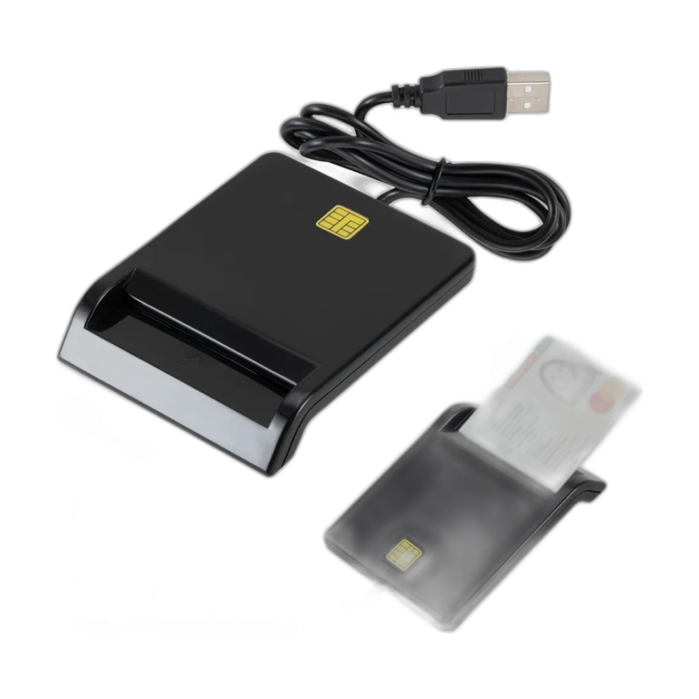 Black USB smart card reader with ABS housing front view
