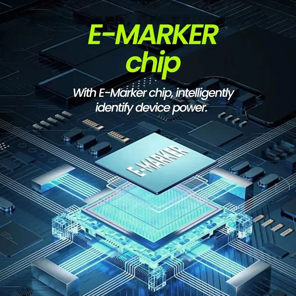 Side view of thick green USB-C fast charging cable with 5-core wire