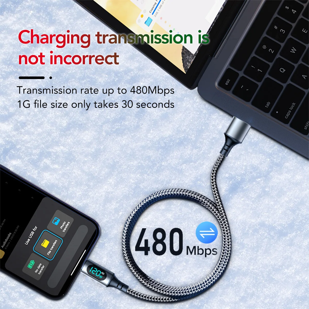 Durable braided USB A to Type C fast charge cable by oozcc