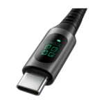 6A 120W USB A to Type C fast charging nylon cable with LED display