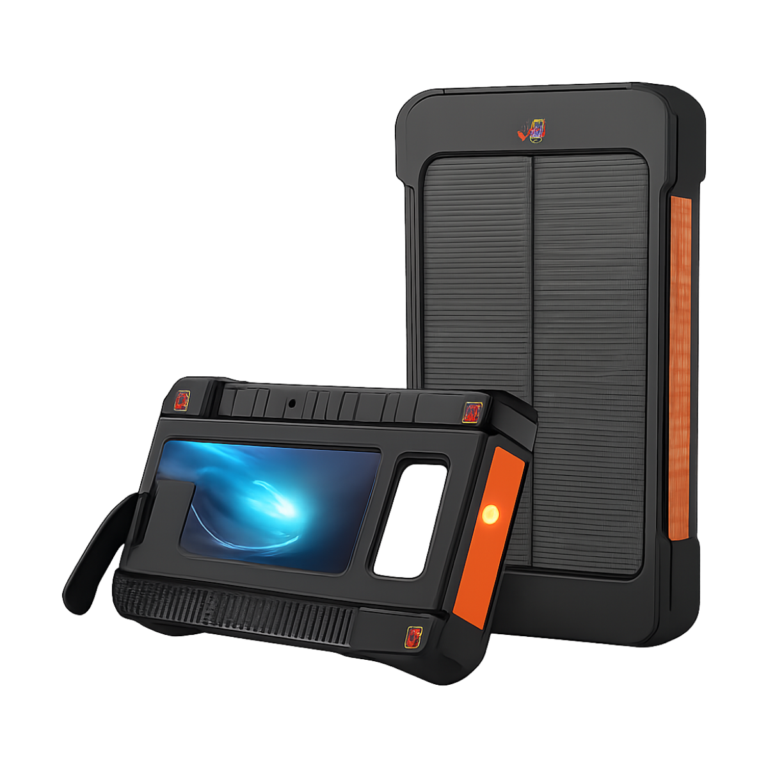 VIVO 50000mAh solar power bank in black with LED flashlight