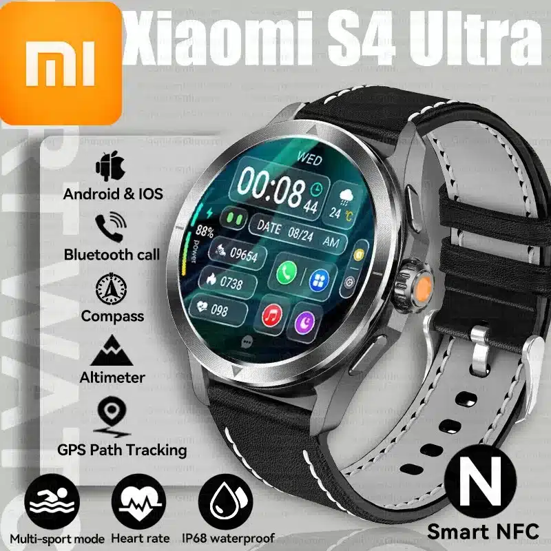 Xiaomi S4 Ultra SmartWatch Men IP68 Waterproof AMOLED Outdoor Sports GPS Compass Heart Rate Waterproof NFC BT Call Watch Xiaomi S4 Ultra men's smartwatch with AMOLED display and sapphire crystal screen