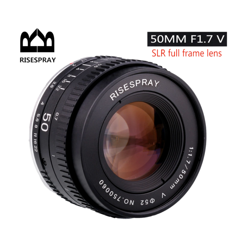 RISESPRAY 50mm F1.7 manual focus prime lens front view