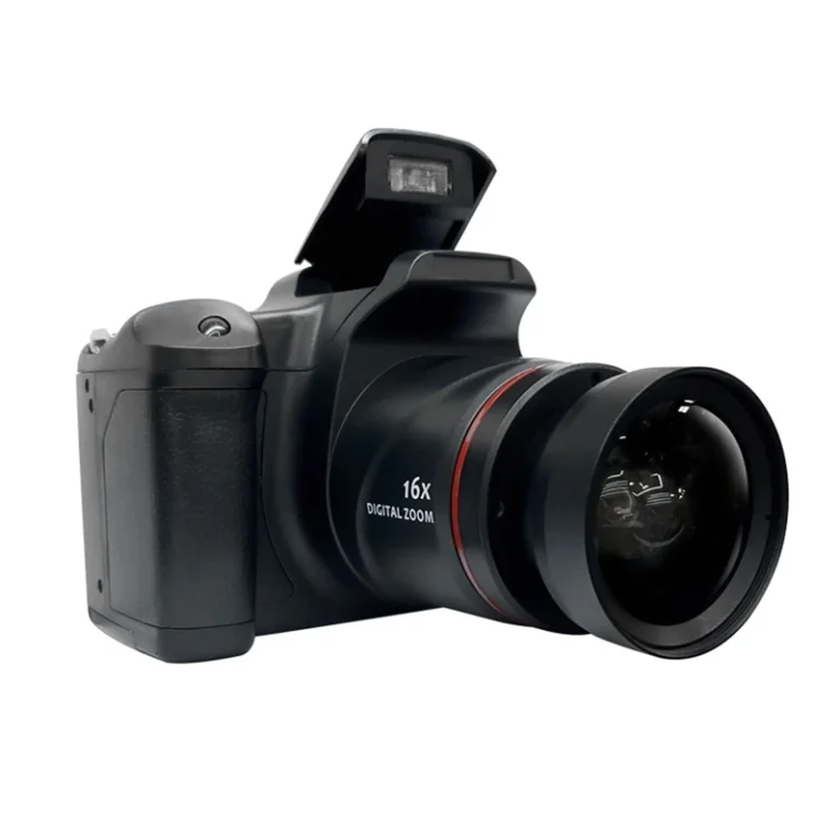 Erilles portable DSLR camera front view with lens cover