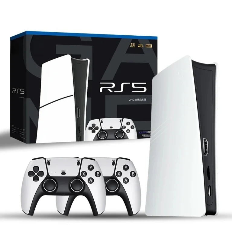 RS5 game console with dual wireless controllers and double joysticks