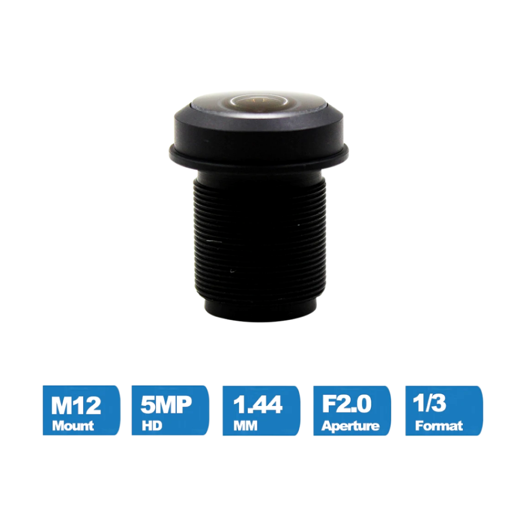 Witrue 1.44mm 5MP fisheye lens front view with M12 mount