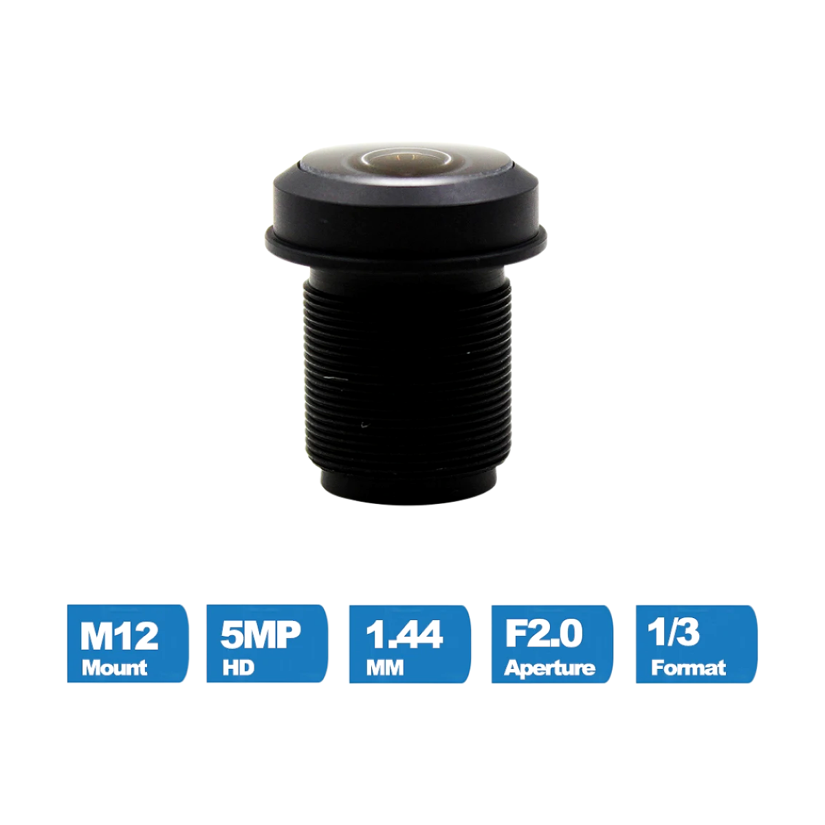 Witrue 1.44mm Lens 5.0 MegaPixel Wide-angle 180 Degree MTV M12 X 0.5 Mount Infrared Night Vision Fisheye Lenes For CCTV Camera-bg-clean Witrue 1.44mm 5MP fisheye lens front view with M12 mount