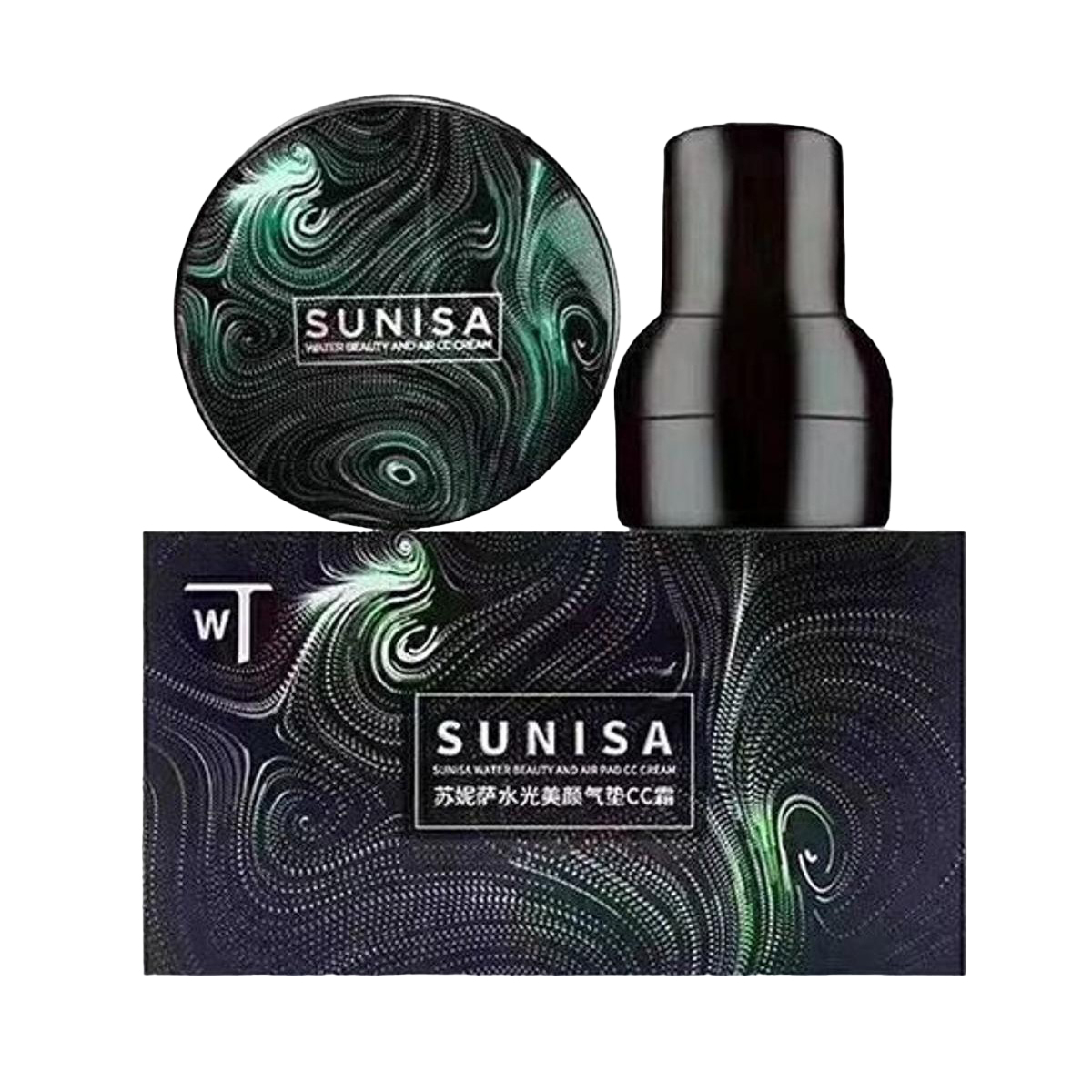 0-9_1726835684.jpg SUNISA 3-in-1 Air Cushion CC & BB Cream | Waterproof Moisturizing Foundation with Sponge - Image 1