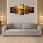 Wooden Sticky Wall Frames Set of 5 – 16x40 Inch Ready Size, Easy Peel & Stick Wall Décor