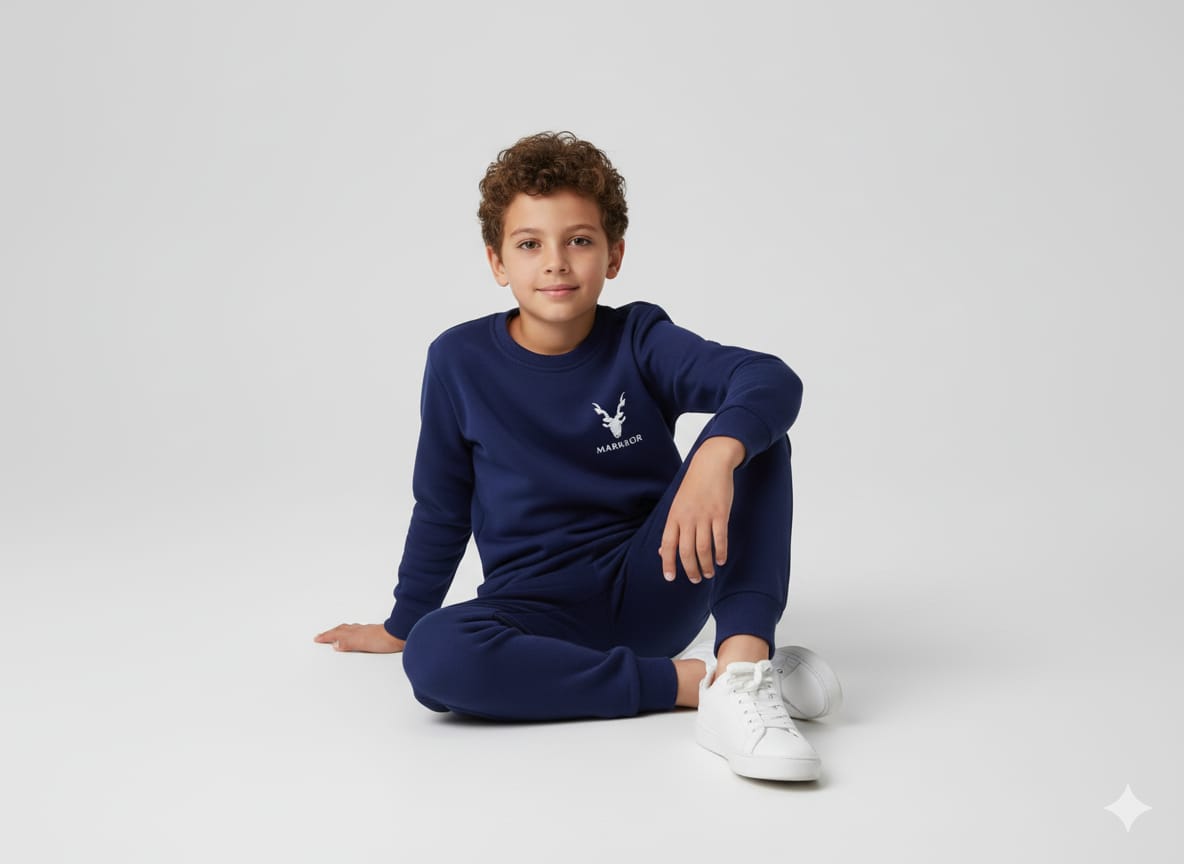 068a9e3f294bf1e7305a0a5be5bd7994.jpeg Winter Kids Markhor Printed Tracksuit | Full Sleeves Round Neck T-Shirt & Trouser Set – Warm, Stylish & Comfortable Outfit - Image 1