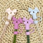 Buy 1 Get 1 Free – Silicone Straw Cover Cap for Stanley Cup | 10mm 3D Bow & Animal Straw Topper | Dust-Proof, Reusable Drinking Straw Tips