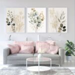 3pcs Boho Floral Design Stickytiles Frame Providing Artistic Pattern Elegant Look Durable Quality