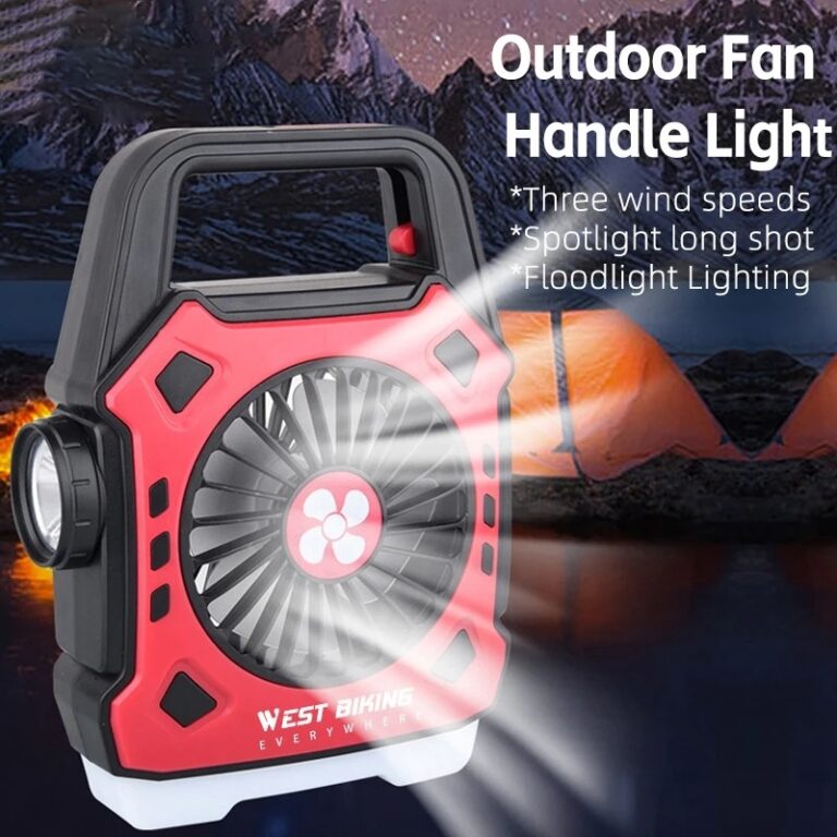 Multipurpose rechargeable desk and camping fan front view