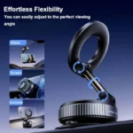 Foldable magnetic car phone holder mounted on car dashboard