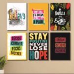 set of 6  sticky wooden frames for home office wall decore / sticky phototiles