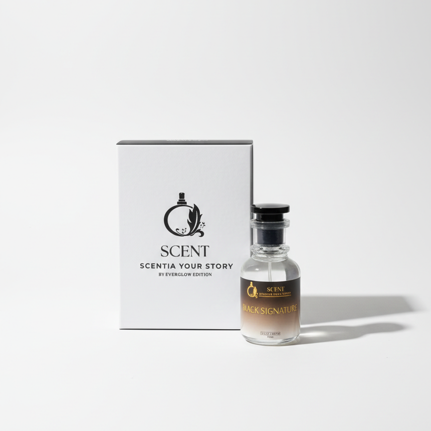 1153edccd223ebc2a5485598b5885793.png Scentia Your Story Black Signature Perfume – Everglow Edition Long-Lasting Luxury Fragrance ~ 50 ML - Image 1