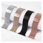 Pale Rose Apple Watch Milanese magnetic loop strap on wrist