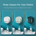 Light green self-adhesive wall-mounted soap holder with lid front view