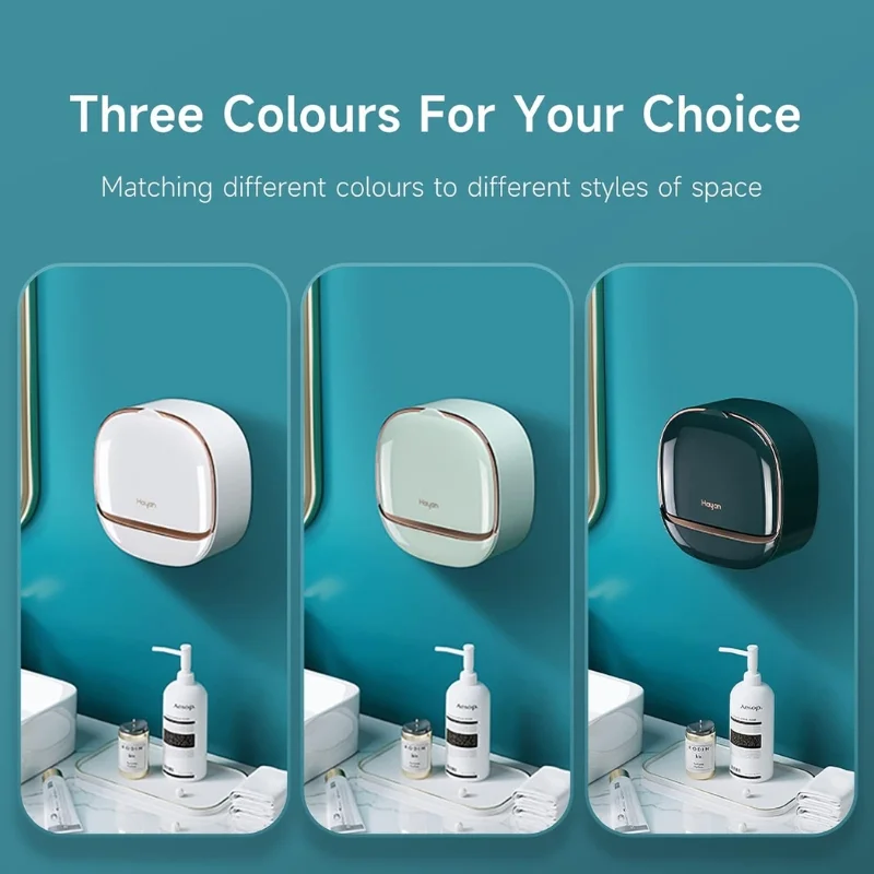 16_1762772525.webp Light green self-adhesive wall-mounted soap holder with lid front view