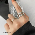 Couple wearing AWT-145 star adjustable matching rings showing comfortable fit