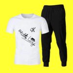 Men's new arrival premium tracksuit with t-shirt and trouser set