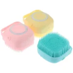 Soft silicone bath brush with soap tank in random color front view