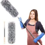 Extendable Microfiber Duster Feather Duster With Extra Long Pole Bendable Washable Head For Ceiling Fans Cars Blinds Cobweb ~ 2.25 Meter