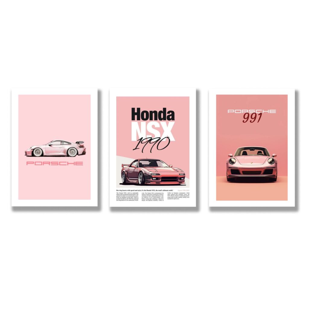 Set of 3 modern wall art tiles 8x11 with vibrant HD prints on wooden boards