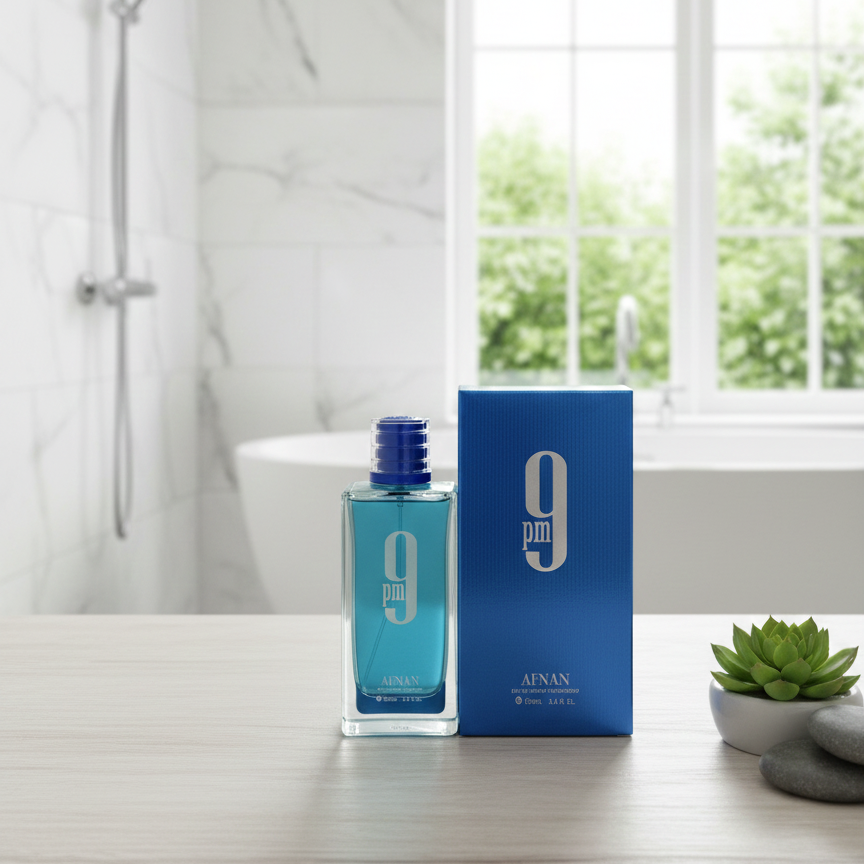 1fce3e057e8e3e1f6a075580c3fd97a4.png Afnan 9PM unisex perfume blue bottle front view