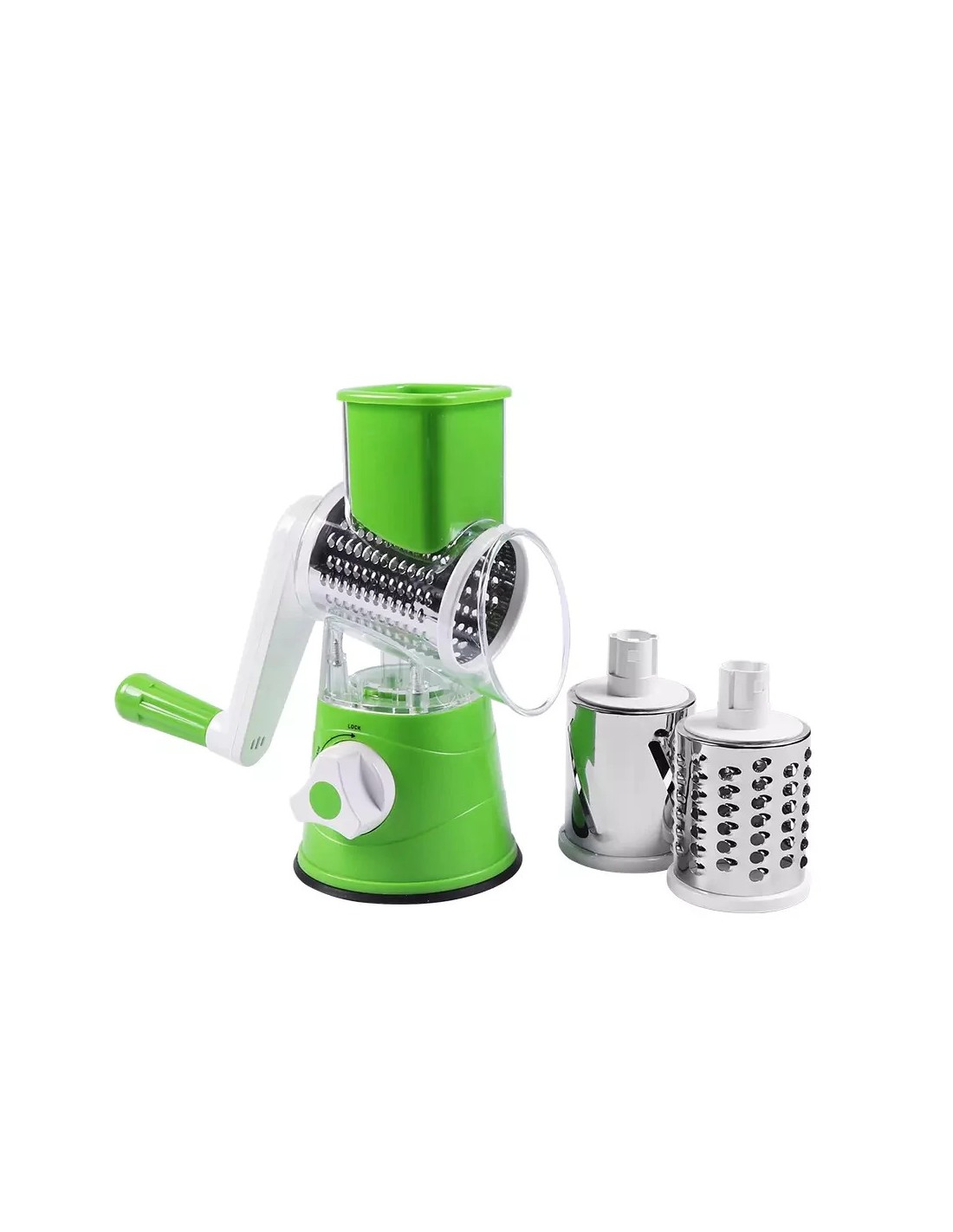 2-43.jpg TableTop Drum Grater | Manual Vegetable Cutter Slicer & Grater | Multi-Functional Kitchen Gadget - High Quality (Random Color) - Image 1