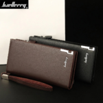 Original Balenberry long wallet in black with 12 card slots and zipper pocket