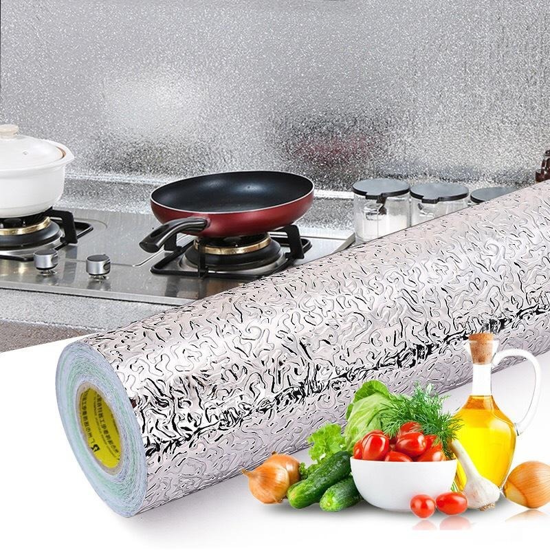 210a0b135ec812c0be7af5815e606a8c.jpg Self-Adhesive Kitchen Oil-Proof Sticker Roll | Waterproof Aluminium Foil Sheet | DIY Wallpaper 60x200cm - Image 1
