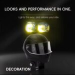 Universal Motorcycle LED Helmet-Style Spotlight – Dual Lens 2-Mode (White & Yellow) Fog Light Signal Lamp