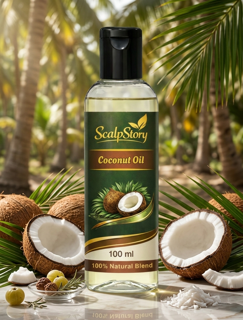 2f01ca1dcd20b5177995debe90b50ff8.png Coconut Hair Oil | Pure Natural Oil | Deep Hair Nourishment | Smooth, Shiny & Healthy Hair | 100ml - Image 1