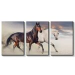 Elegant black and white horse wall décor photo tile 8x11 inches