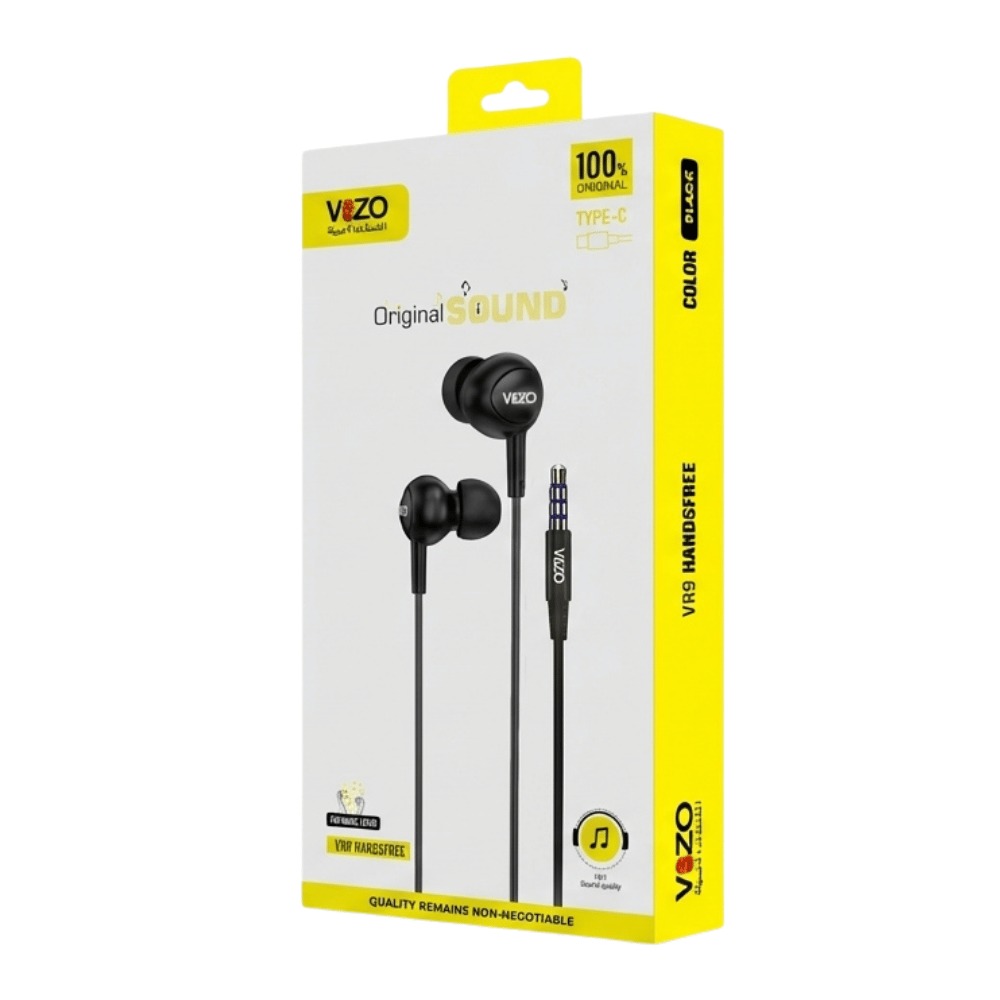 31010b4b6ea5c012cd44f53a4c27f1ce.jpeg VR9 Micro wired earphones black matte finish front view