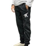 Men's printed tracksuit set front view showcasing jersey T-shirt and terry trousers