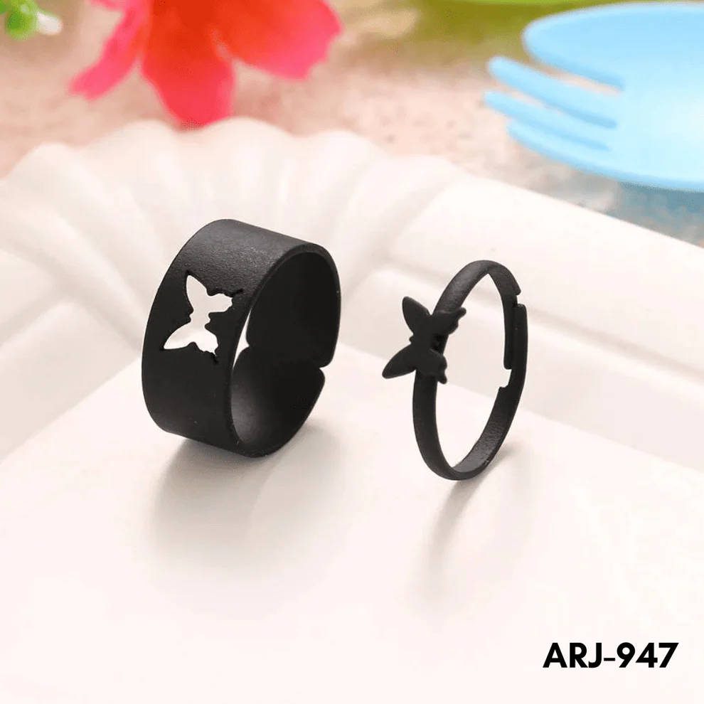 36789d05ef409876dd4e4c2c3e413ef5.webp ARJ-947 Butterfly Couple Ring Elegant Stylish Durable Design Symbol Of Love And Commitment For Couples Adjustable Size - Image 1